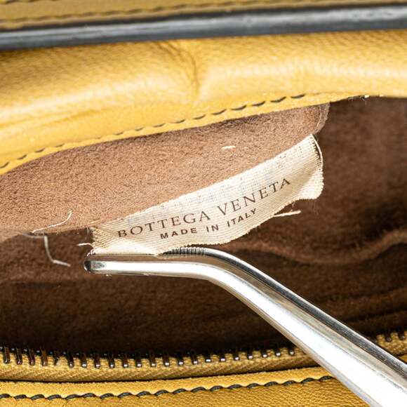 BOTTEGA VENETA Yellow Leather Intrecciato Shoulder Bag